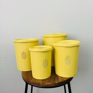 Tupperware Vintage Yellow Nesting Canisters Set Of 4